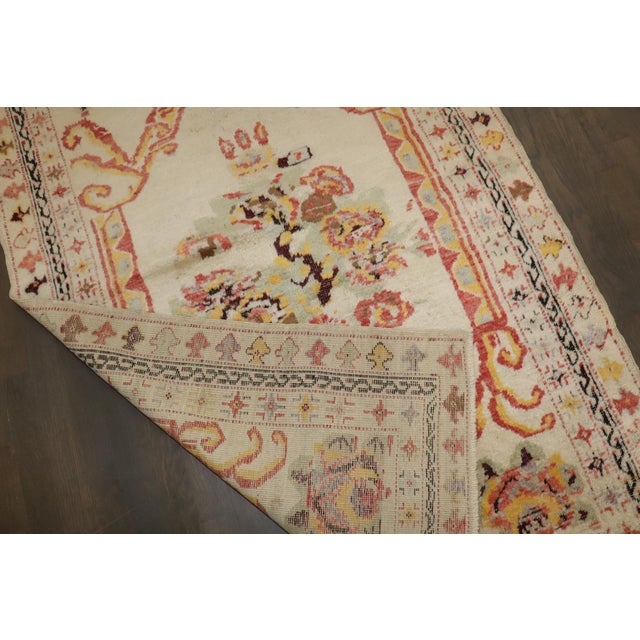 Antique Zabihi Collection Ivory Turkish Ghiordes Rug For Sale In New York - Image 6 of 7