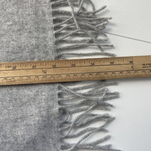 Light Gray Yves Saint Laurent Grey Solid 100% Wool Scarf For Sale - Image 8 of 8