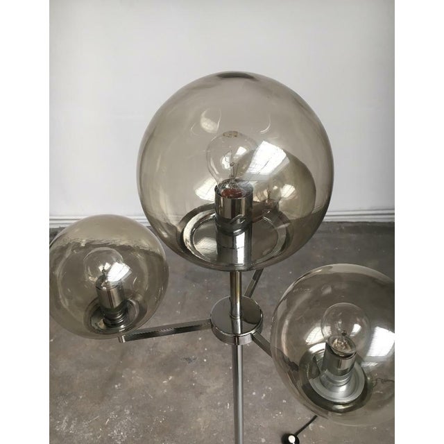 Silver Mid-Century Space Age German Chrome and Glass Floor Lamp from Hustadt Leuchten, 1960s For Sale - Image 8 of 18