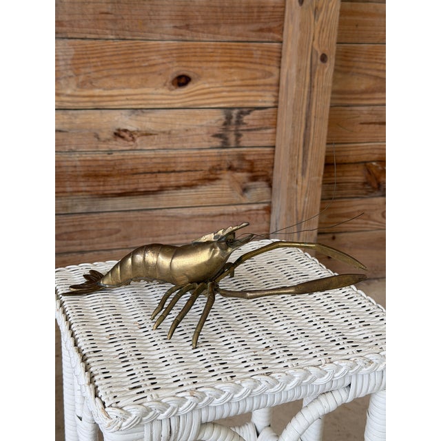 Vintage Hollywood Regency Coastal Brass Lobster/Crayfish Sculpture For Sale - Image 11 of 12