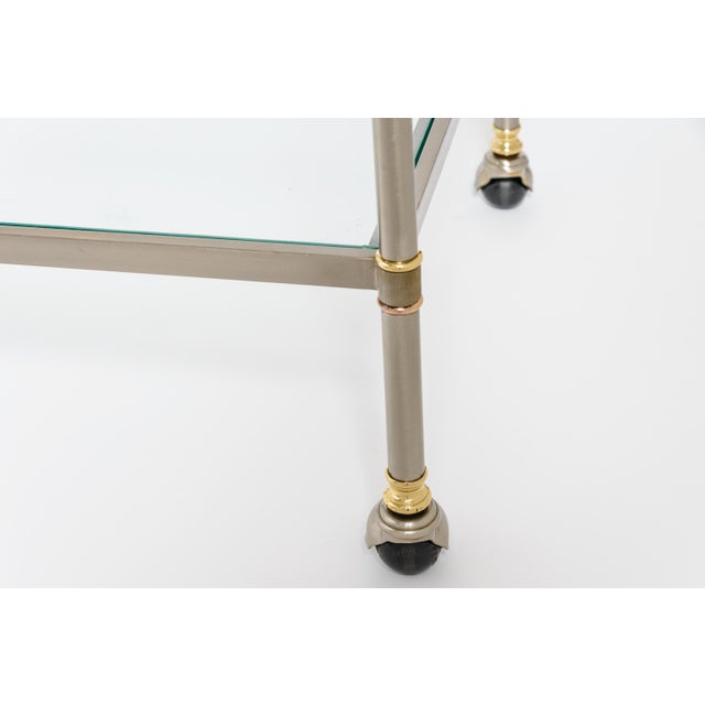 Slate Gray French Hollywood Regency Style Mixed-Metal Rolling Drinks Trolley, Circa 1970) For Sale - Image 8 of 10
