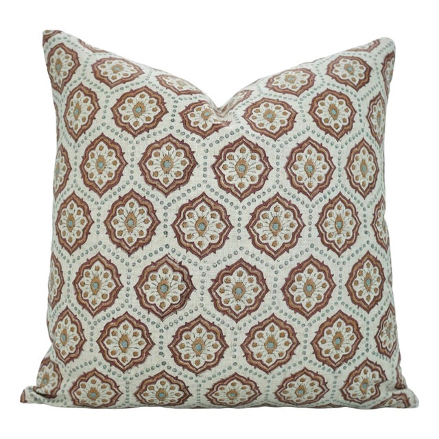 Fabdivine Handcrafted Block Print Cushion Cover 16x16 Inch Viscose Linen-Charkha For Sale