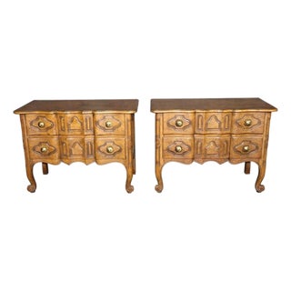Pair French Provincial Style Baker 2 Drawer Large Nightstands For Sale