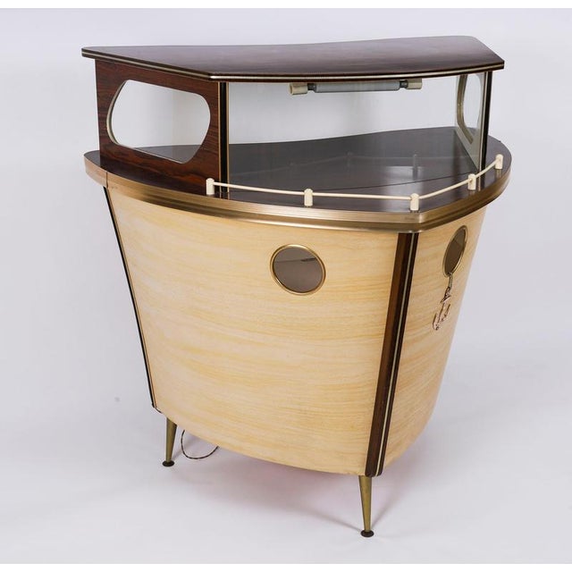Vintage Modernist Boat Cocktail Bar by Umberto Mascagni for Harrods, 1950s For Sale - Image 13 of 18