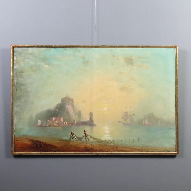 G. Ramano, View of Nisida, 1865, Oil on Canvas For Sale - Image 15 of 15