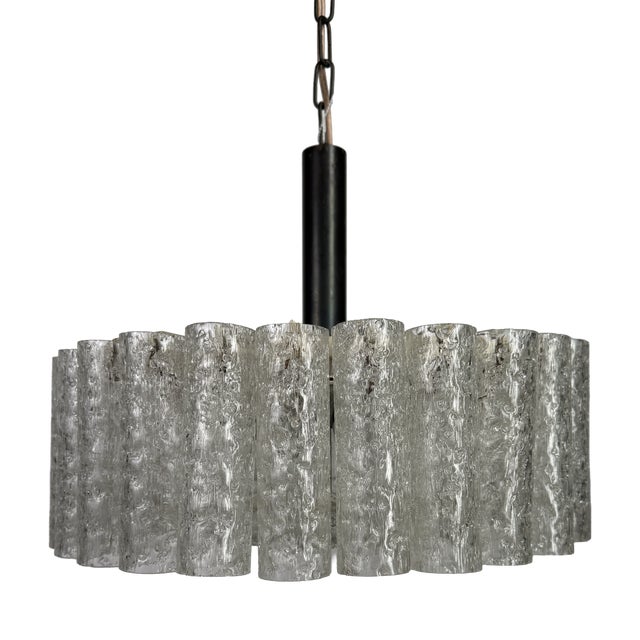 Ice Glass Pendant Light from Doria Leuchten, Germany, 1970s For Sale