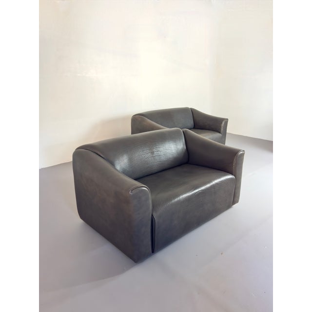 DS 47 Buffalo Leather Grey Sofa Two-Seater from De Sede, 1980s For Sale - Image 11 of 14
