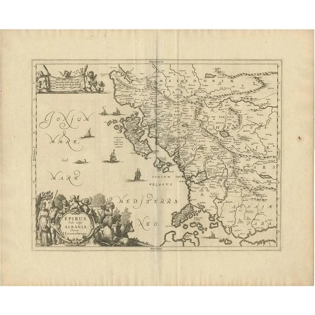 Antique Map of Epirus Albania by J. Janssonius, 1650 For Sale - Image 10 of 10