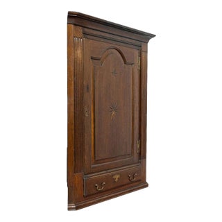 1780s Georgian Oak Hanging Corner Cabinet For Sale