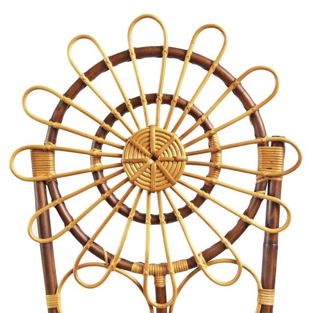 Late 20th Century Vintage Tall Bamboo Boho Sunflower Chair For Sale - Image 5 of 7