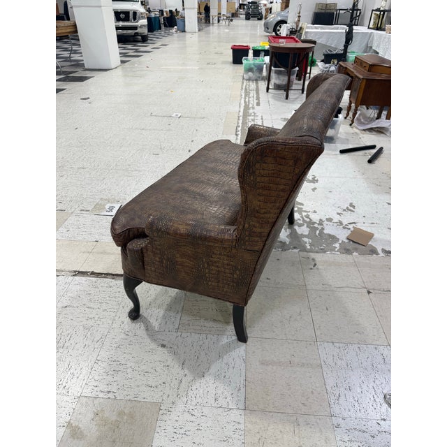 1950s 1950s Traditional Style Embossed Crocodile Sofa Loveseat For Sale - Image 5 of 8