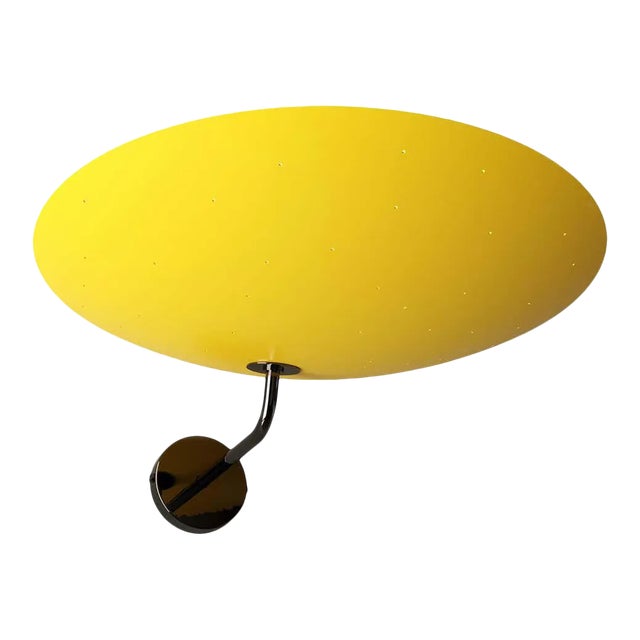 Pierre Disderot Model #2059 Large Perforated Wall Lamp in Yellow and Dark Chrome For Sale