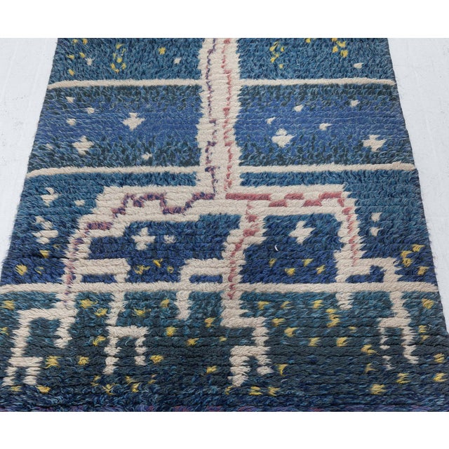 Textile Doris Leslie Blau Mid-20th Century Swedish Navy, Red Handmade Pile Rug For Sale - Image 7 of 9