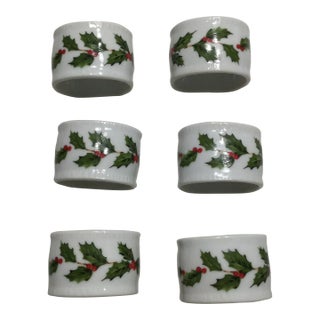 Vintage Lefton Porcelain Napkin Rings- Set of 6 For Sale