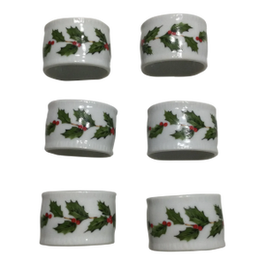 Vintage Lefton Porcelain Napkin Rings- Set of 6