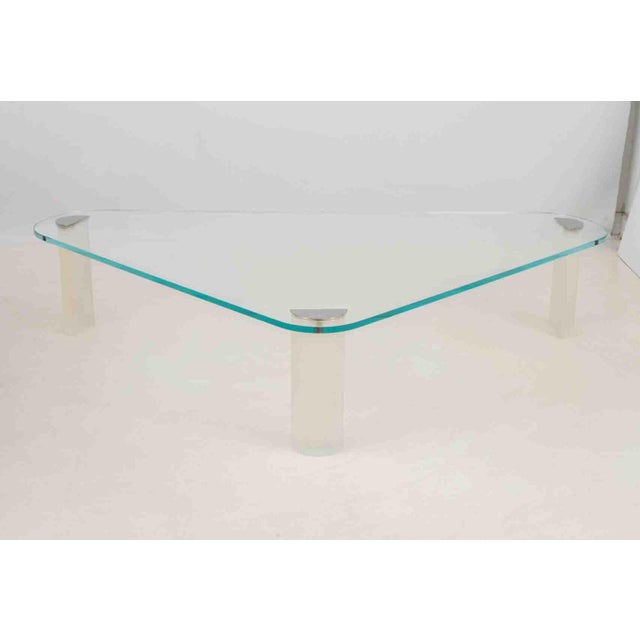 Pace Lucite and Glass Triangular Coffee Table For Sale In New York - Image 6 of 6