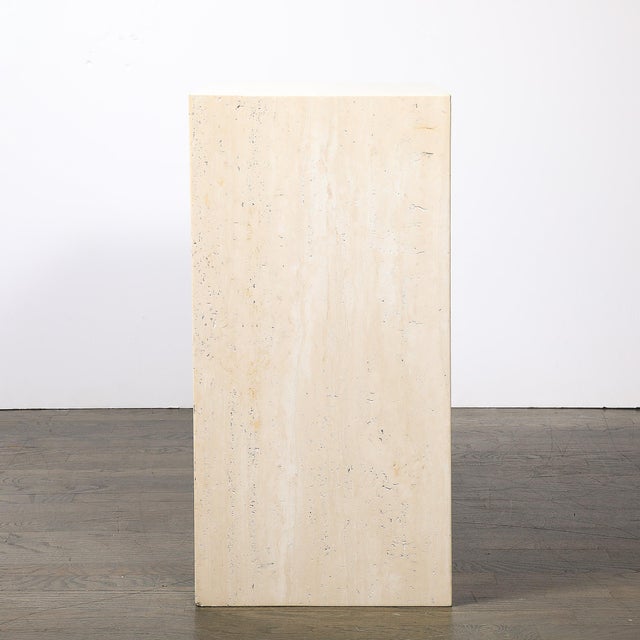 Mid-Century Modernist Rectilinear Minimal Travertine Pedestal For Sale - Image 11 of 11
