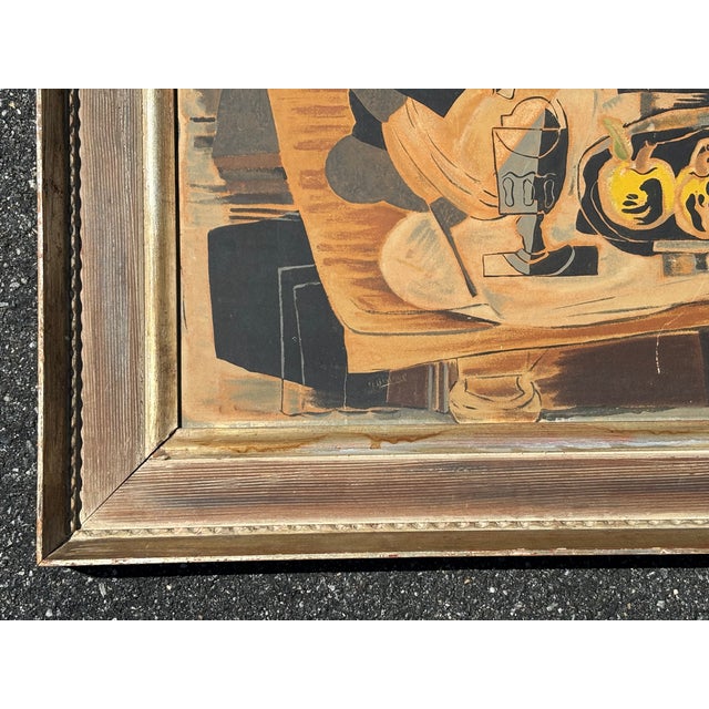Sand Mid 20th C. Original Cubist Style Print on Board in Significant Period Frame For Sale - Image 8 of 11