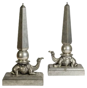 Pewter Sculptural Obelisks by Figura Piero for Atena, 1970s, Set of 2