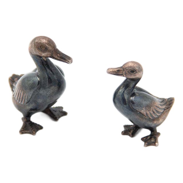 Ducks in Nielada Silver, Set of 2 For Sale