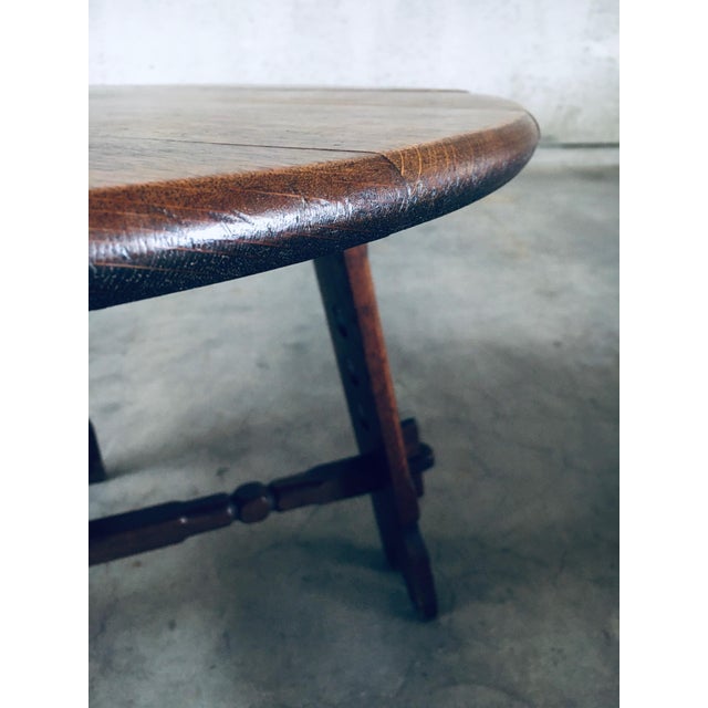 Brutalist Artisan Oak Carved Side Table, 1950s For Sale - Image 9 of 17