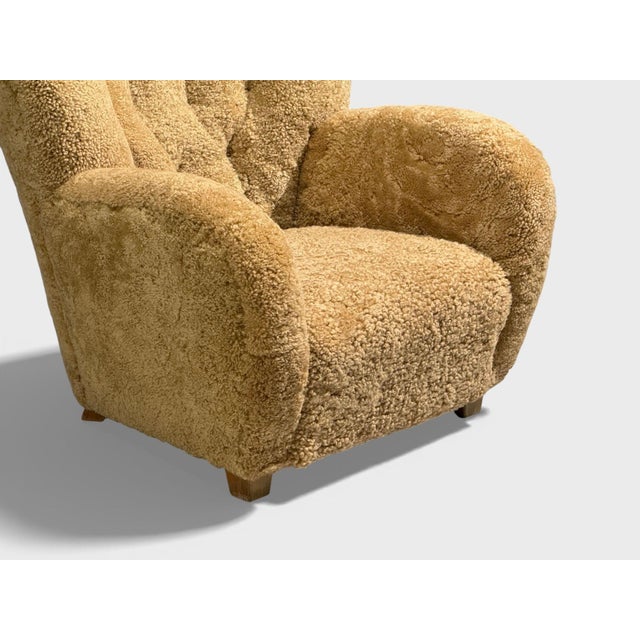 Finnish Modern, Organic Lounge Chairs, Shearling, Wood, Finland, 1940s For Sale - Image 9 of 11