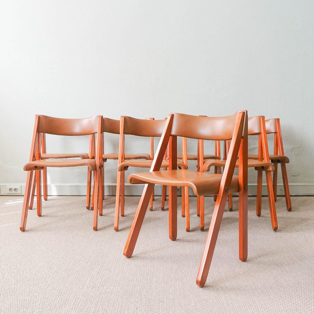 This set of eight chairs was designed by Gastão Martins Machado for Móveis Olaio, Portugal, in 1978. Gastão Martins...
