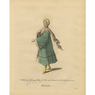 Jefferys, Costume of a Young Lady of Tine, Greek Islands, Engraving, 1749 For Sale