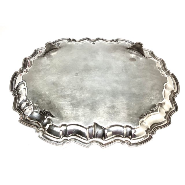 Vintage F B Rogers Silver Plated Oval Footed Tray For Sale - Image 4 of 8