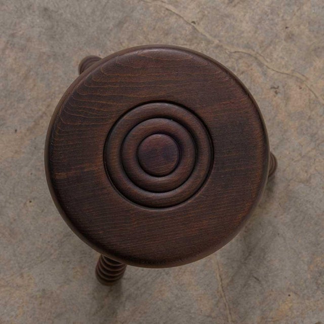 Brown 1940s French Twisted Wood Tripod Stool For Sale - Image 8 of 10
