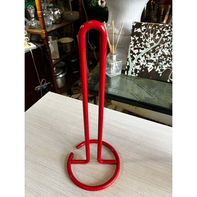 Vintage Red Metal Paper Towel Holder For Sale - Image 4 of 4