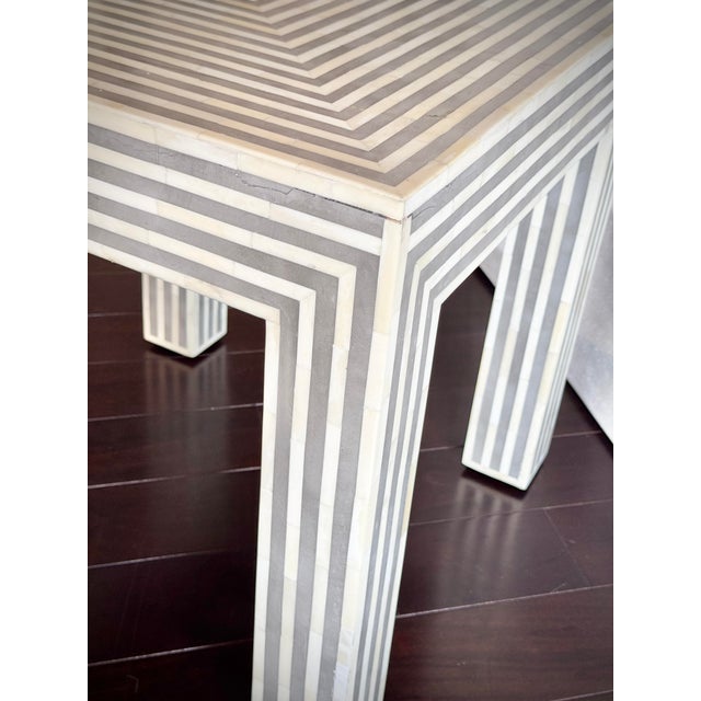 Made Goods Modern Handmade Bone and Resin Striped Mod Side Table Malena Stripped Side Table by Made Goods For Sale - Image 4 of 12