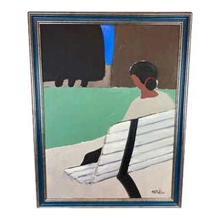 1990s Maurice Potier Figurative Oil Painting – Neo-Expressionist, Framed For Sale