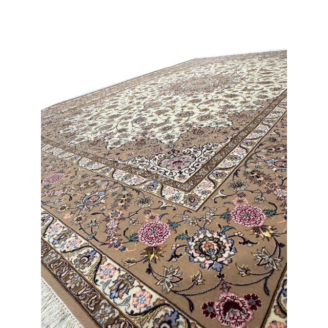 Textile Super Fine Hand Knotted Persian Silk & Wool Isfahan Rug 8'3"x 11'9" For Sale - Image 7 of 16