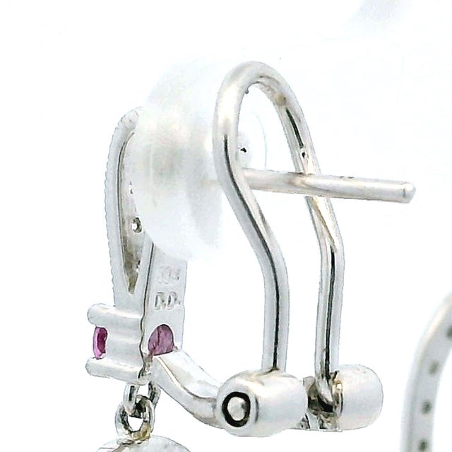 Contemporary 14k White Gold Multi-Gemstone Diamond Drop Earrings, Signed Dd, A Pair For Sale - Image 9 of 9