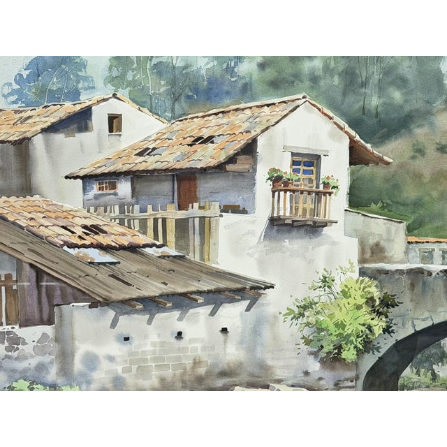 Luis Amendolla (Mexican 1939-2000) Watercolor Village Landscape, Signed For Sale - Image 9 of 18