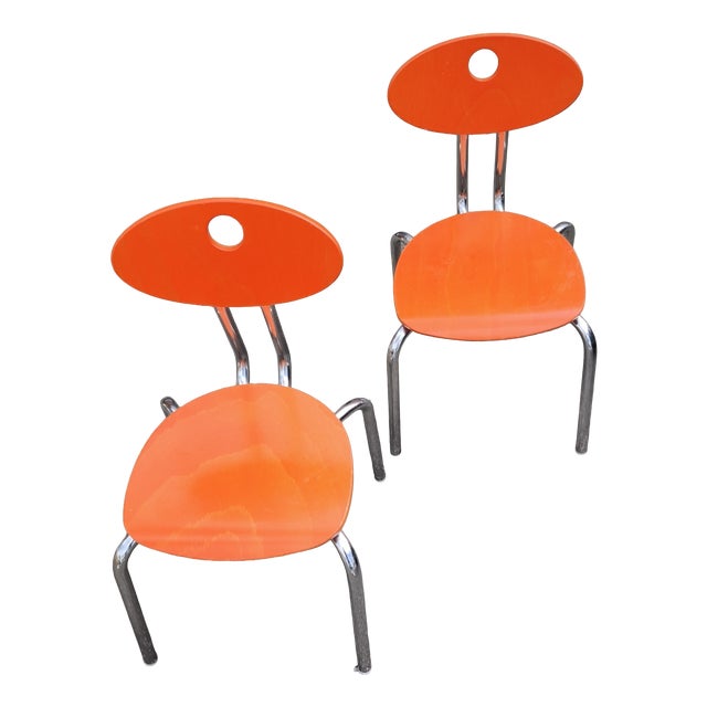 Orange Toddler Chairs, Set of 2 For Sale