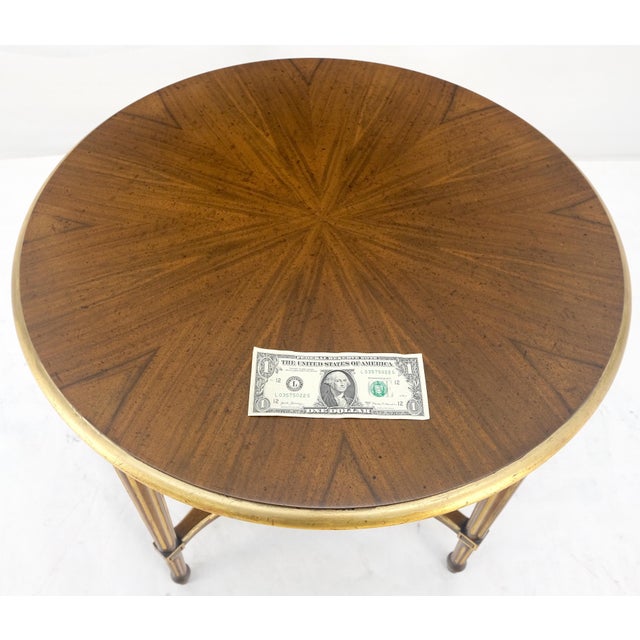 Wood Widdicomb 26" Round Gold Gilt Side End Lamp Table Stand Book Matched Veneer For Sale - Image 7 of 11