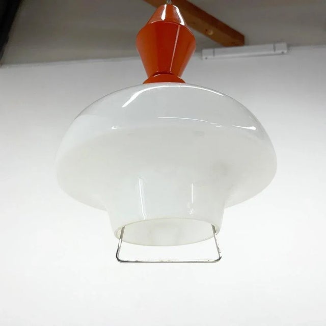 Metal Pull-Down Pendant Light, Czechoslovakia, 1950s For Sale - Image 7 of 8