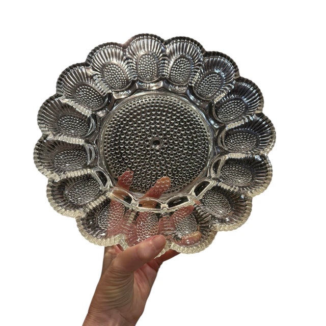 Indiana Glass Company Vintage Glass Hobnail Egg Plate For Sale - Image 4 of 7