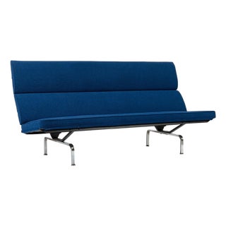 Mid Century Blue Sofa Compact by Eames for Herman Miller 1970s For Sale