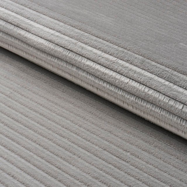 SAMPLE - Schumacher Petite Channeled Velvet Fabric In Otter Grey For Sale