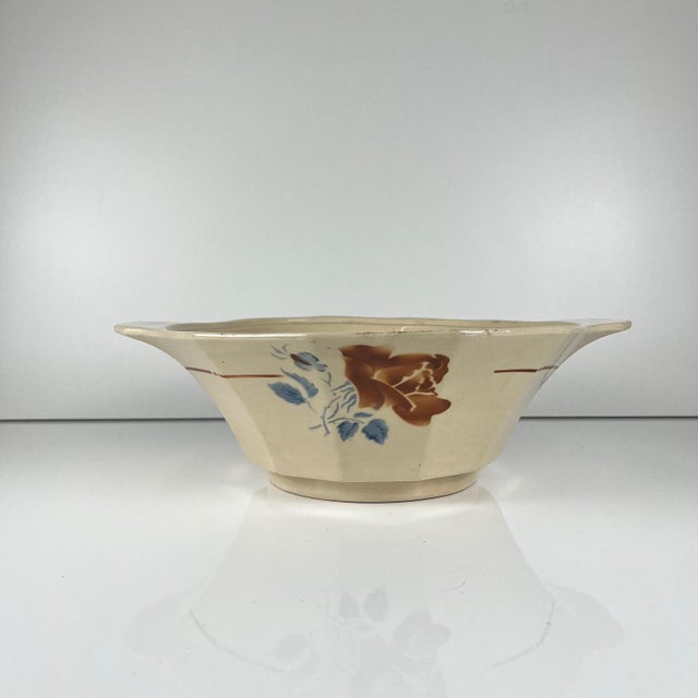 20th Century Salad Bowl with Floral Motif from Sarreguemines, 1920s For Sale - Image 12 of 12
