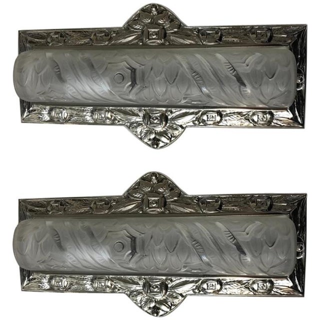 Schneider French Art Deco Floral Wall Sconces - a Pair For Sale - Image 13 of 13