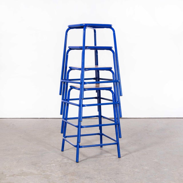 Blue French Bright Blue Laboratory Stools, 1970s, Set of 6 For Sale - Image 8 of 18