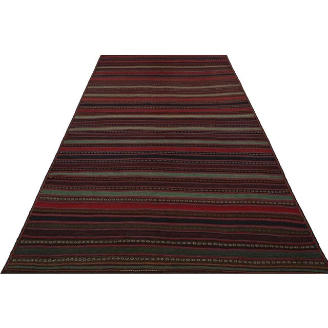 1950s Vintage Afghan Tribal Kilim Rug With Colorful Stripes, From Rug & Kilim For Sale - Image 5 of 7