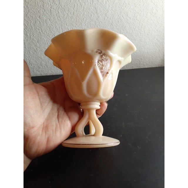 Vintage Westmoreland Almond Slag Glass Pedestal Compote For Sale - Image 9 of 11