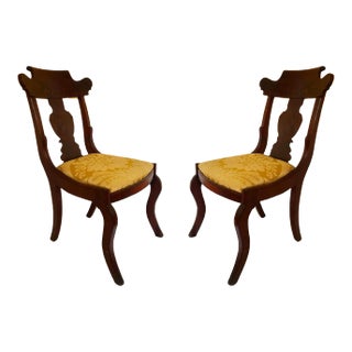 Mahogany Chairs With Damask Upholstery For Sale