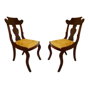 Mahogany Chairs With Damask Upholstery