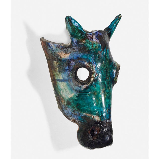 Henrik Allert Horse Head Wall Sculpture, Sweden, c. 1995 Glazed earthenware 17 h × 11 w × 9½ d in. (43 × 28 × 24 cm) A...